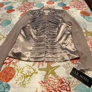 J.R. Nites by Carol Lin - Button Down  Long Sleeve Blouse - Taupe - Size 12